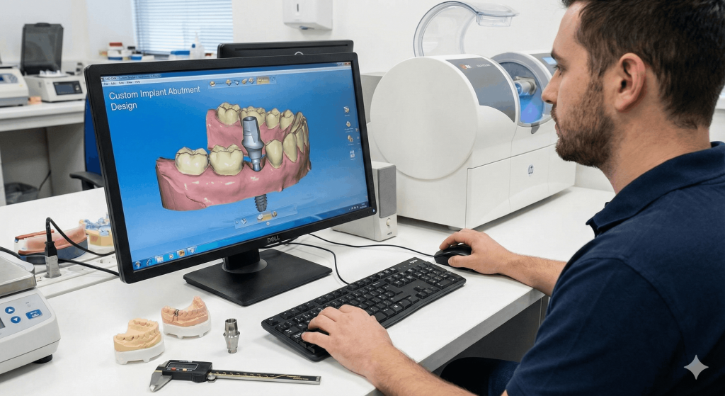 طراحی اباتمنت سفارشی ایمپلنت توسط نرم افزار CAD CAM